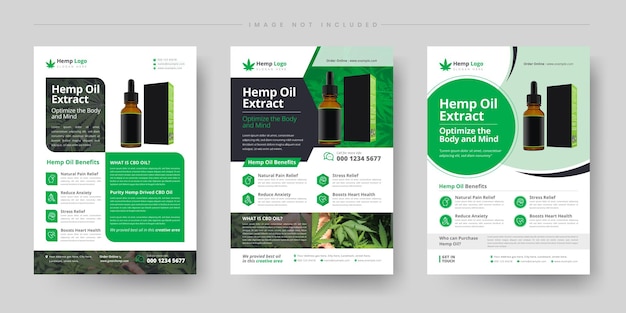 Modern hemp or cbd oil cannabis flyer design