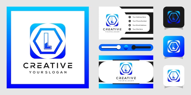 modern hexagon and circle logo design with letters l