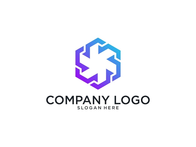 Modern hexagon with arrow logo design