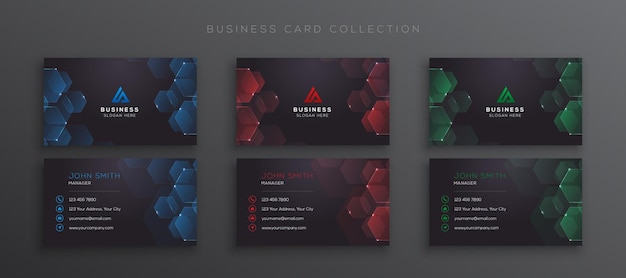 Modern Hexagonal Business Card Template Collection