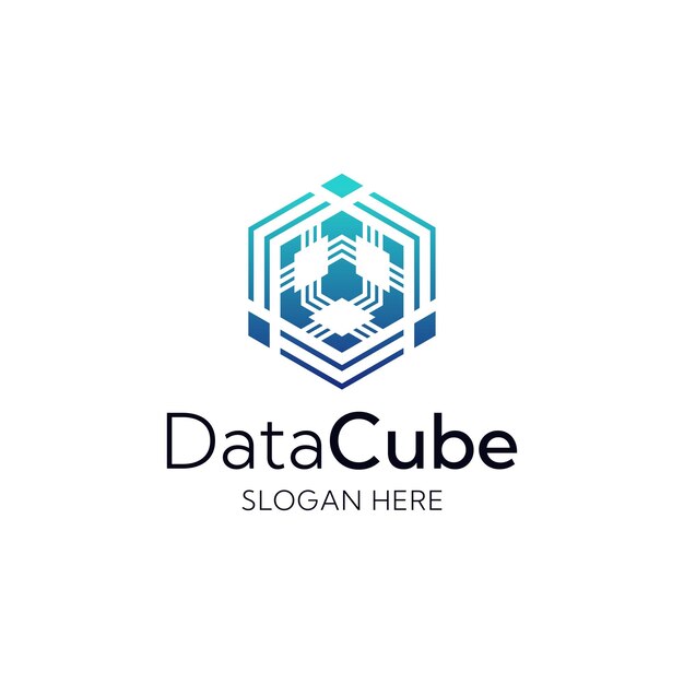 modern hexagonal storage data cube logo