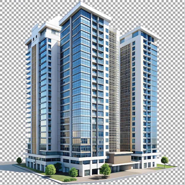 Vector modern high rise building on transparent background