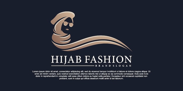 Modern hijab fashion vector with luxury gradient concept logo design Premium Vektor