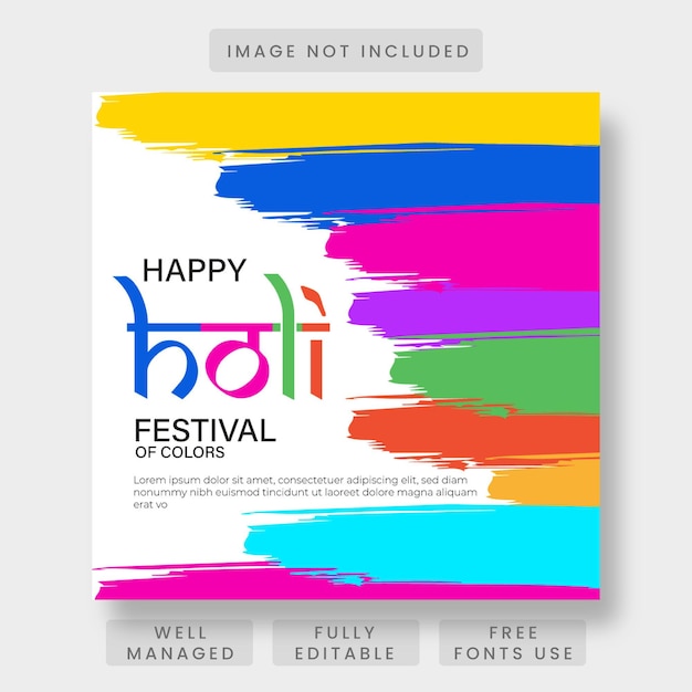 Modern holi festival of colors with paint brush stroke background