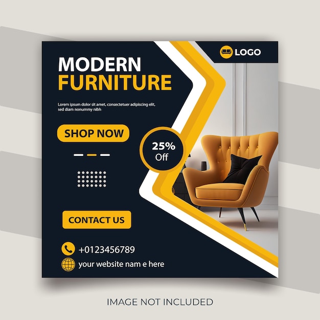 Modern home furniture social media post design template