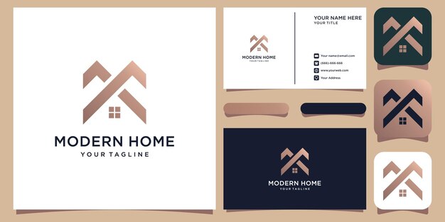 Modern home logo design for construction home real estate building property Premium Vector