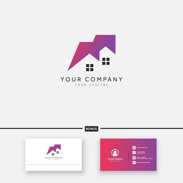 Modern home logo design gradient template