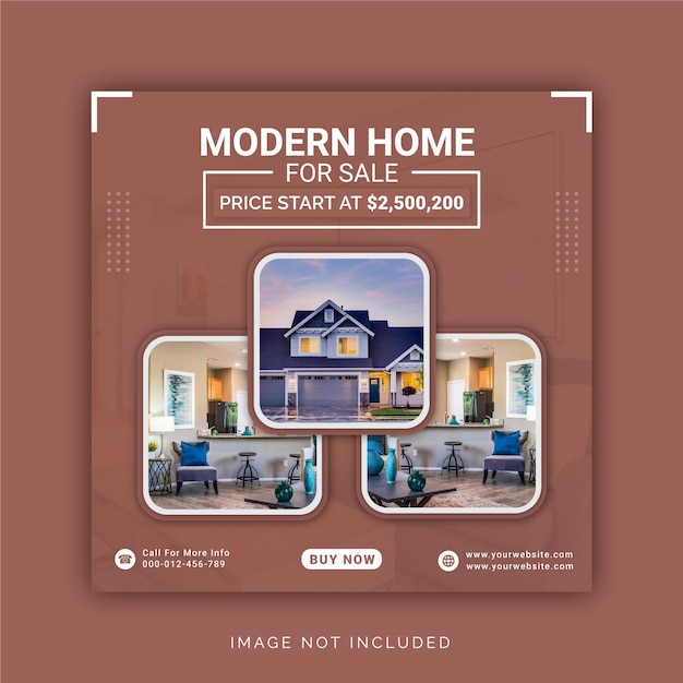 Modern Home For Sale Elegant Real Estate Social Media Post Instagram Banner Template