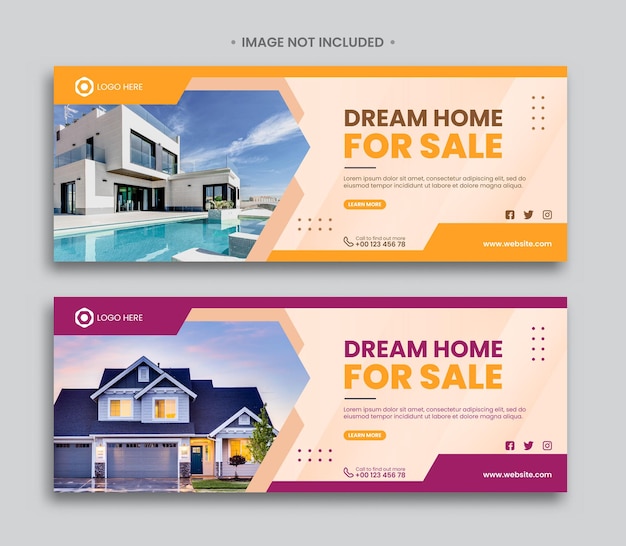 Modern home sale facebook cover and web banner template