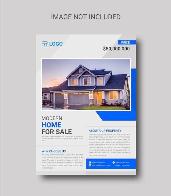 Modern Home for sale Flyer, Modern Home for sale Brochure Template