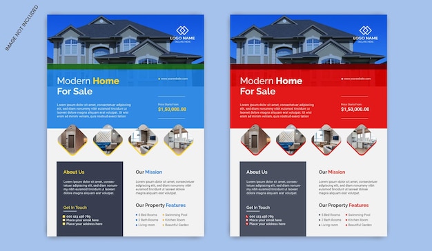 Modern home for sale flyer template design