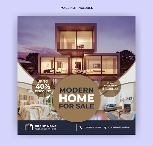 Modern home for sale real estate agency social media banner template