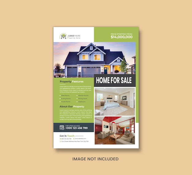 Vector modern home for sale real estate flyer design template with vector