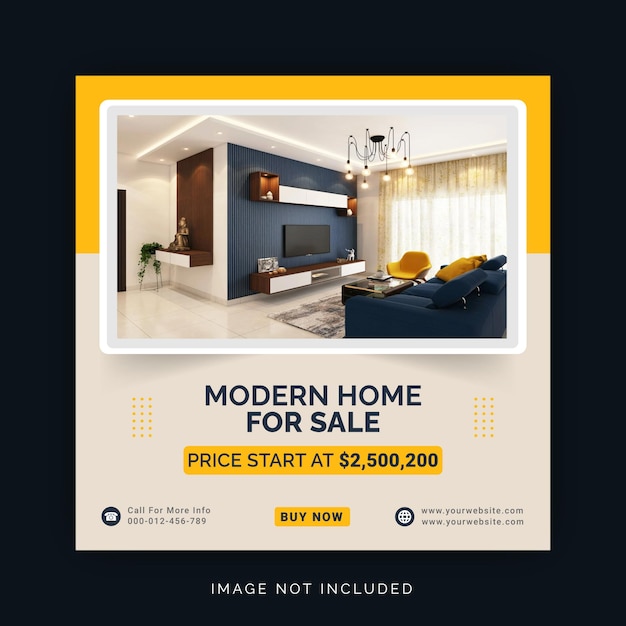 Modern Home For Sale Social Media Banner Instagram Post Template