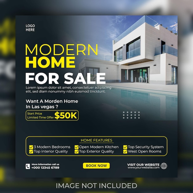 Modern Home For Sale social media and Instagram post Design