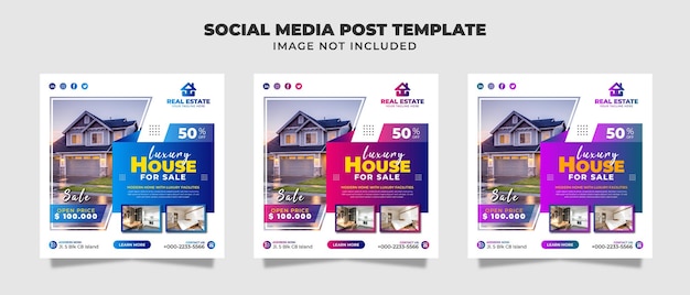 Modern Home For Sale Social Media Instagram Post, Flyer And Banner Template