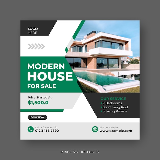 Modern Home sale social media post or square banner template