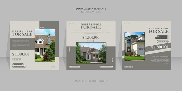 Modern home for sale social media template instagram post