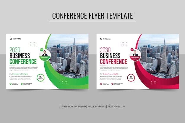 Modern horizontal business conference flyer template and live webinar event banner design