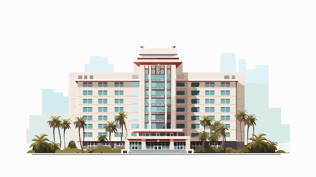 Vector modern hotel building design vector illustration for architectural projects