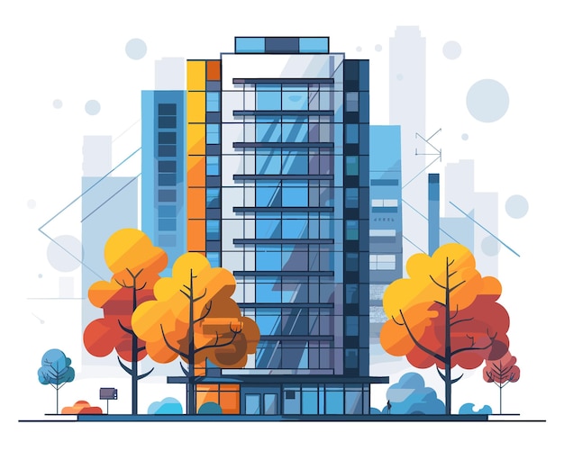 Vector modern house in autumn vector illustration in flat style house with a beautiful facade