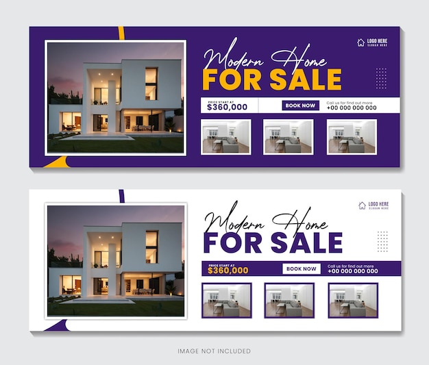 Vector modern house buy and real estate sale social media cover web banner template