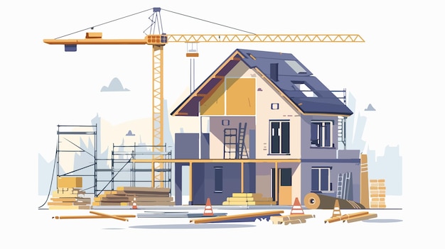 Vector modern house construction trending concept flat illustration