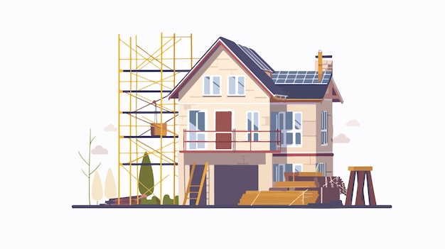 Vector modern house construction trending concept flat illustration