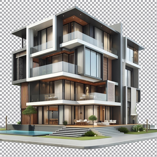 Modern house isolated on transparent background