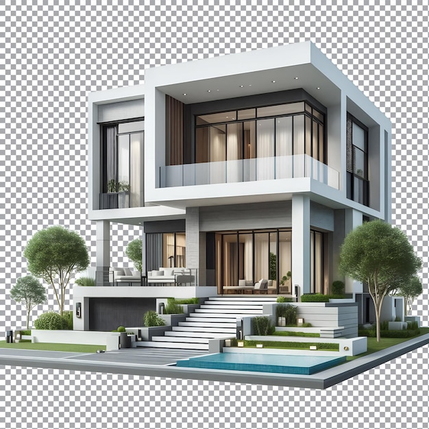 Modern house isolated on transparent background