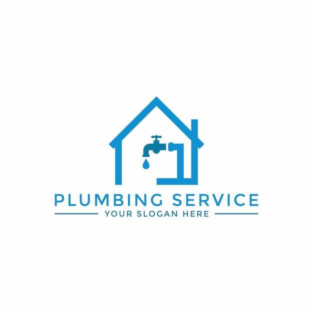 Modern house plumbing logo design