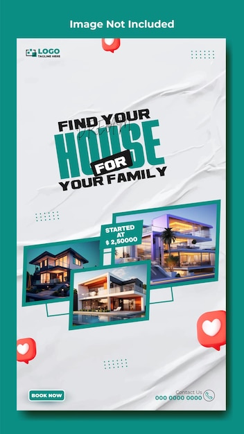 Vector modern house sale story template design