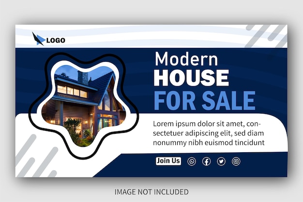 modern house for sale you tube thumbnail  design and poster banner cover template design