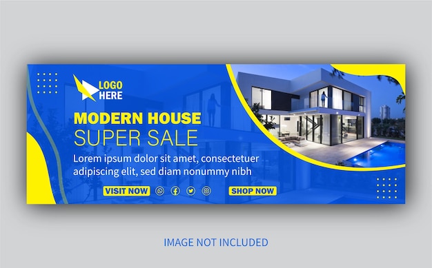 Modern house super sale social media Facebook cover banner template