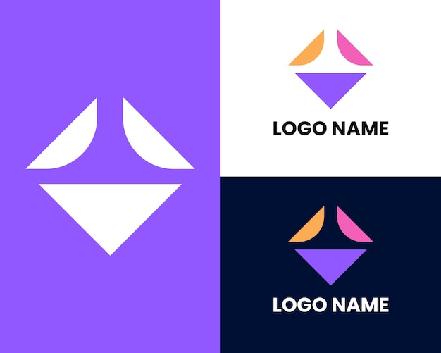 Modern icon design V letter shape element with business card template