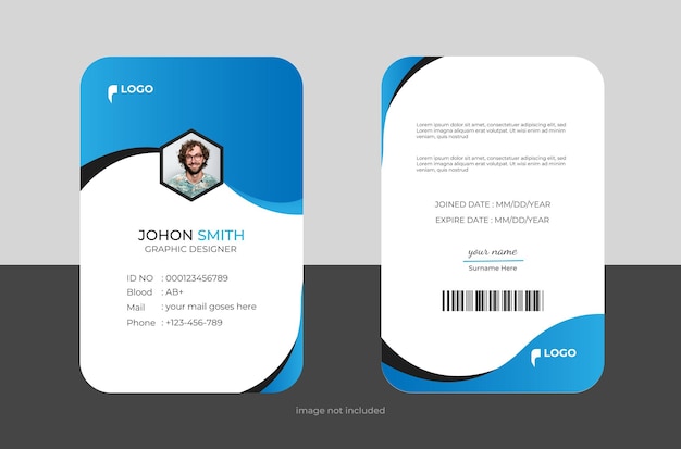 Modern Identity Employee Abstract professional corporate office Id card design Simple Clean ID card