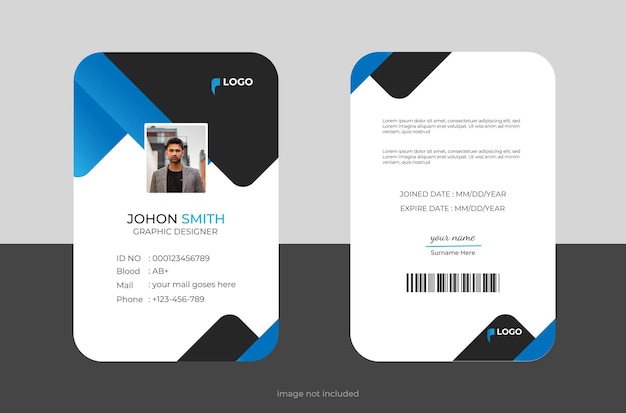 Modern Identity Employee Abstract professional corporate office Id card design Simple Clean ID card