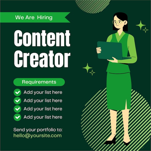 Modern Illustrated We Are Hiring Content Creator Instagram Post