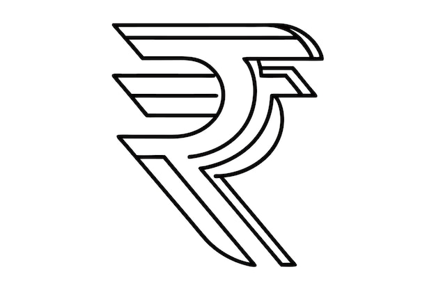 Vector modern indian rupee symbol in minimalist black line art