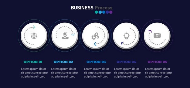 Modern infographic label design with thin lines flat circle.