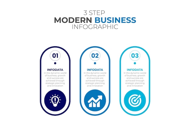 Modern Infographic presentation template with 3 steps for business process