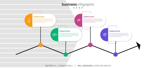 Modern infographic template with 4 steps