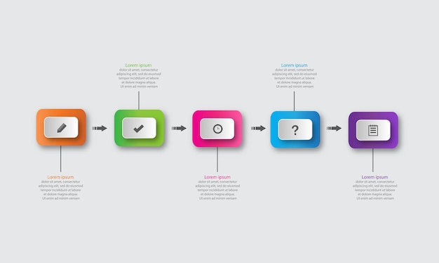 Modern infographic timeline with paper shapes for 5 steps Vector