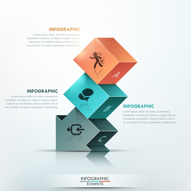 Modern infographics options banner with 3d arrow