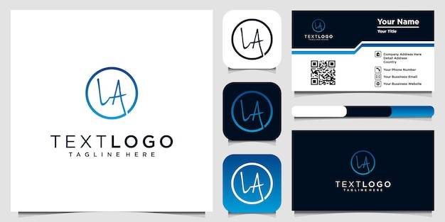 Modern initial letter L and A logo icon and business card design