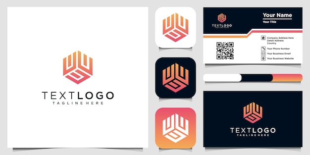 Modern initial letter W logo icon and business card design