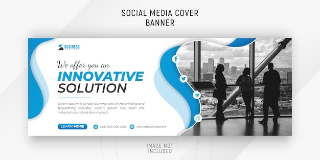 Modern and innovative business solution for social media cover with abstract shapes