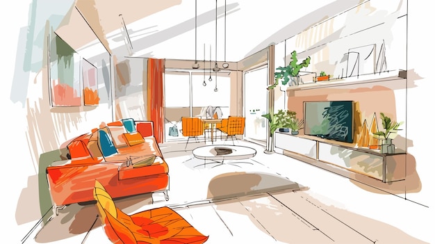 Modern Interior Design Questions Handdrawn Concept