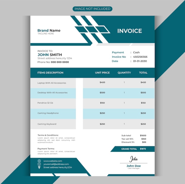 Modern invoice design template for corporate business shop