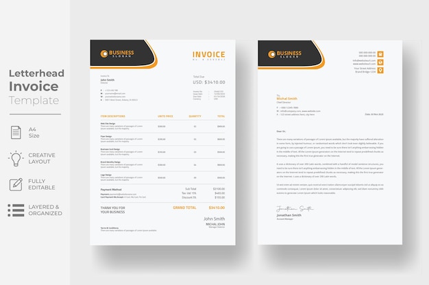 Vector modern invoice amp letterhead design